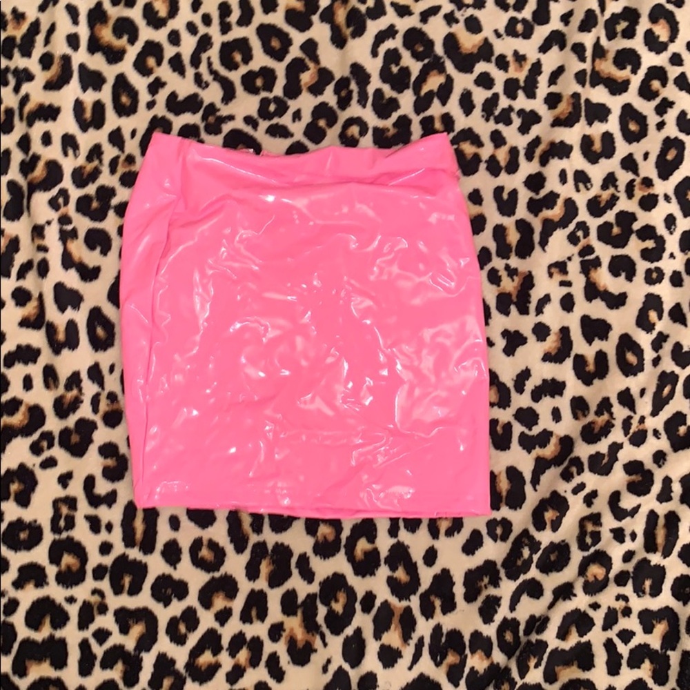 Pink latex skirt!!